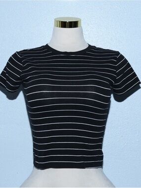 Splash Black & White Striped Crop Top
